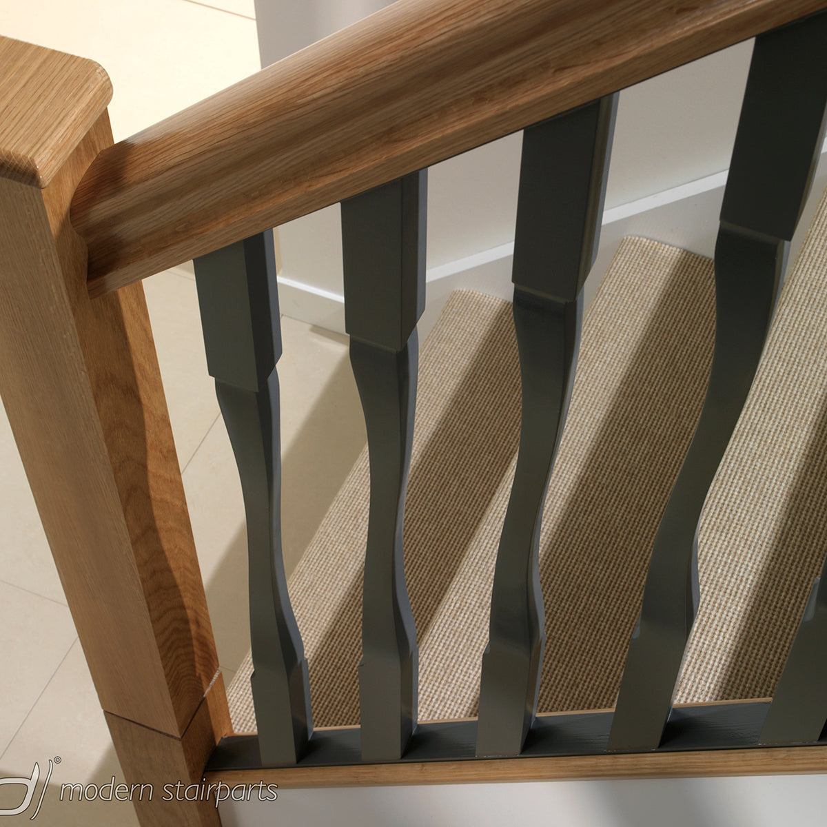 Flo grey and oak staircase installation by Staircase Parts