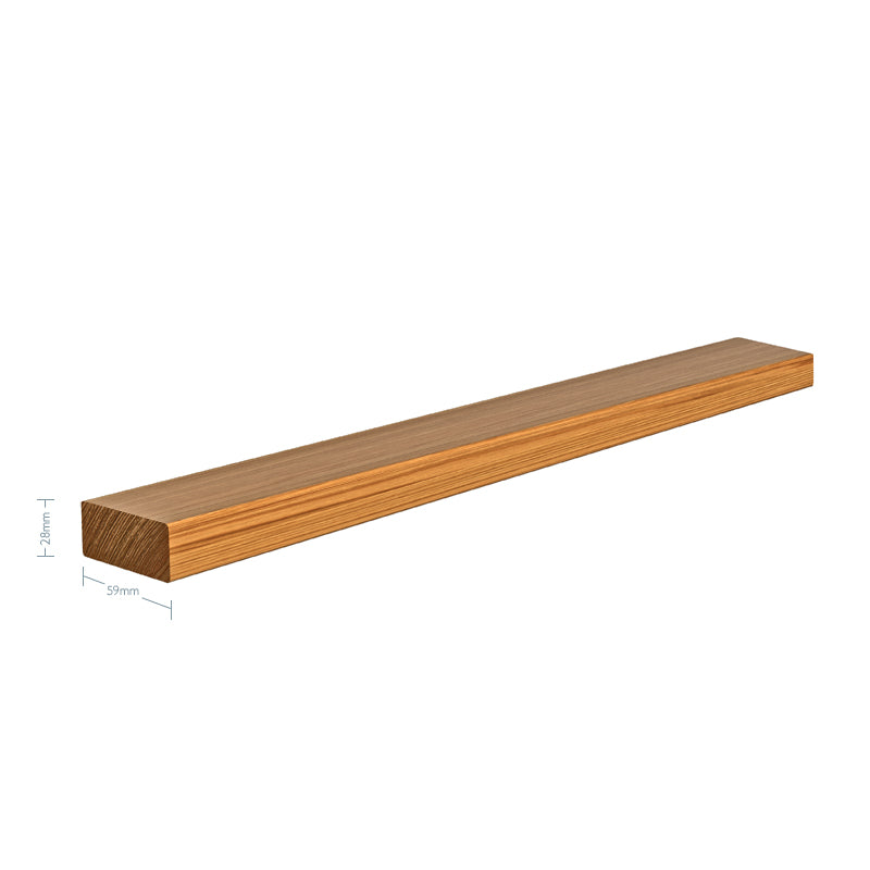 Oak Oblong Baserail - 59mm x 28mm - available without Groove,  10mm and 13mm Groove + infill