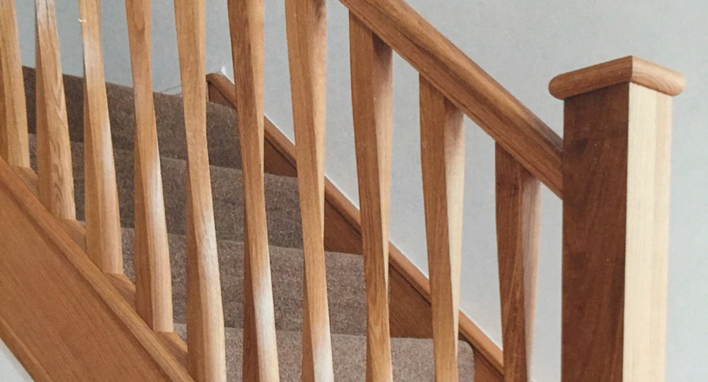 Oak Square Twist spindles and staircase components