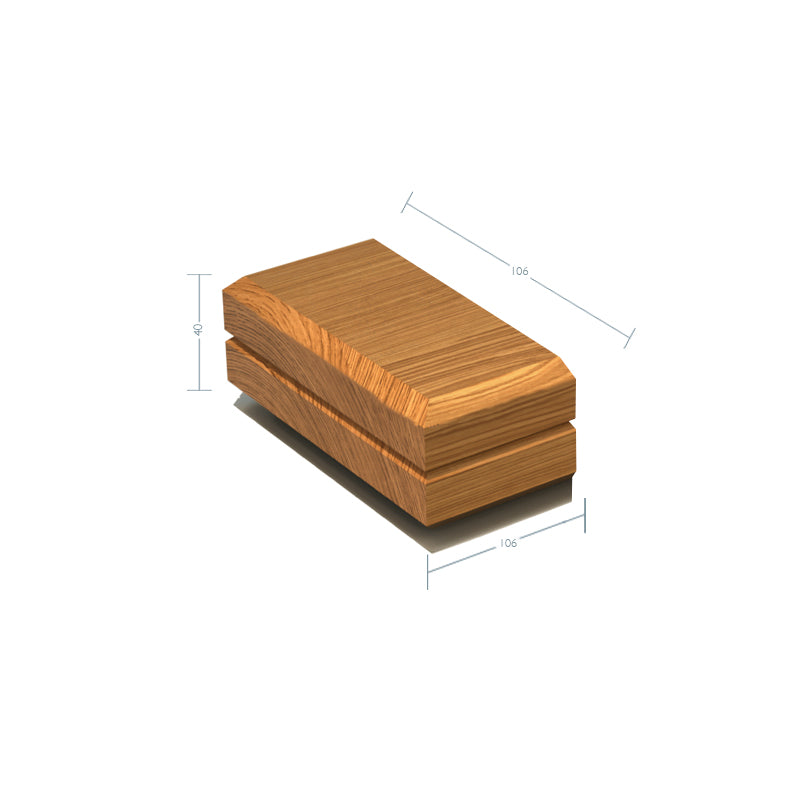 Oak Square Chamfer & V Groove Newel Cap Half 105mm x 52mm x 40mm - Fits 45mm x 90mm Newel