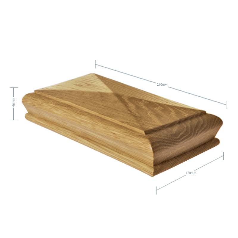 Oak Pyramid Newel Cap 210mm x 120mm x 46mm (Fits 90mm x 180mm Newel)